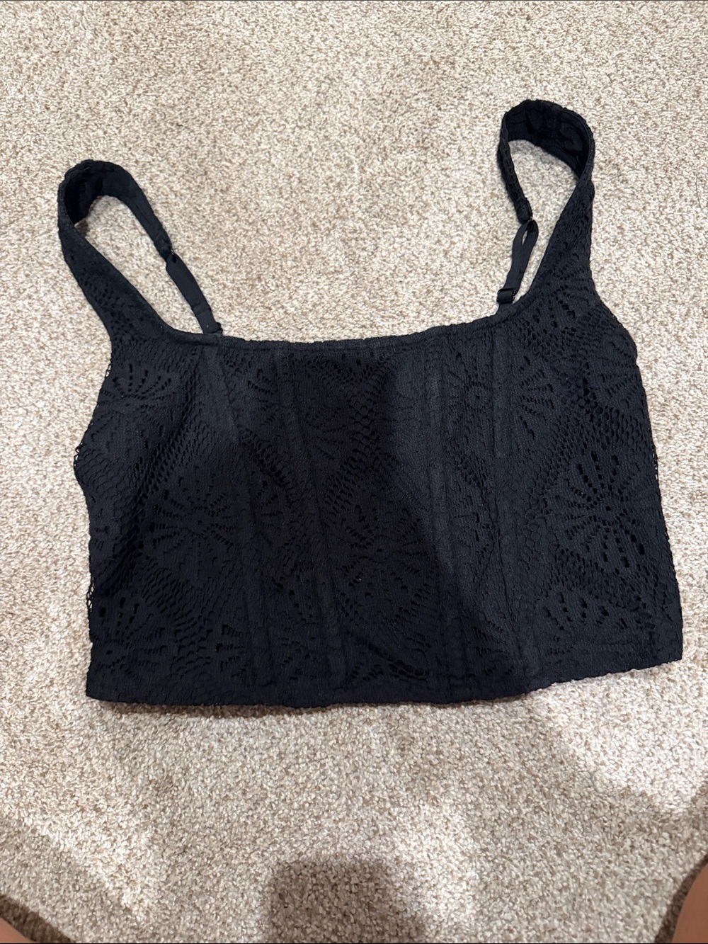 American Eagle Outfitters Black Crochet Crop Tank